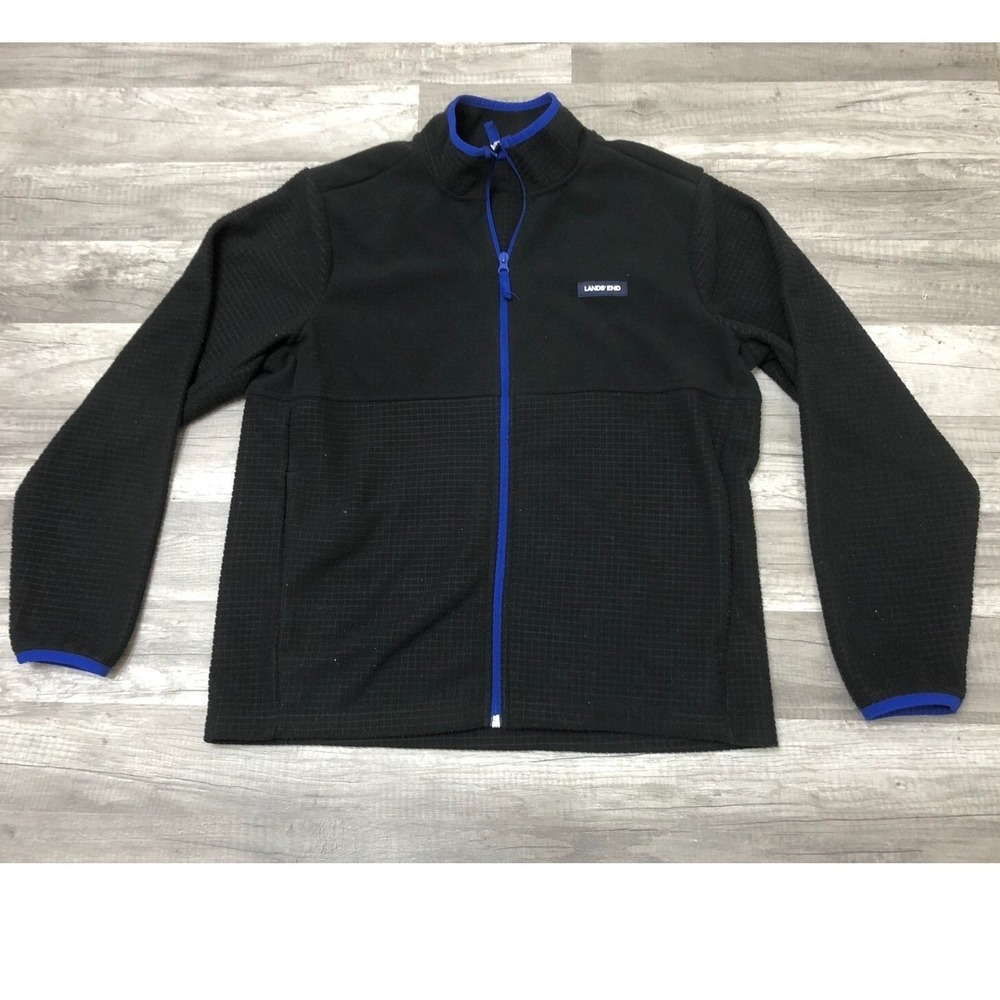 Lands' End Basic Jacket Women's M Black Fleece Full Zipper Long Sleeve Polyester